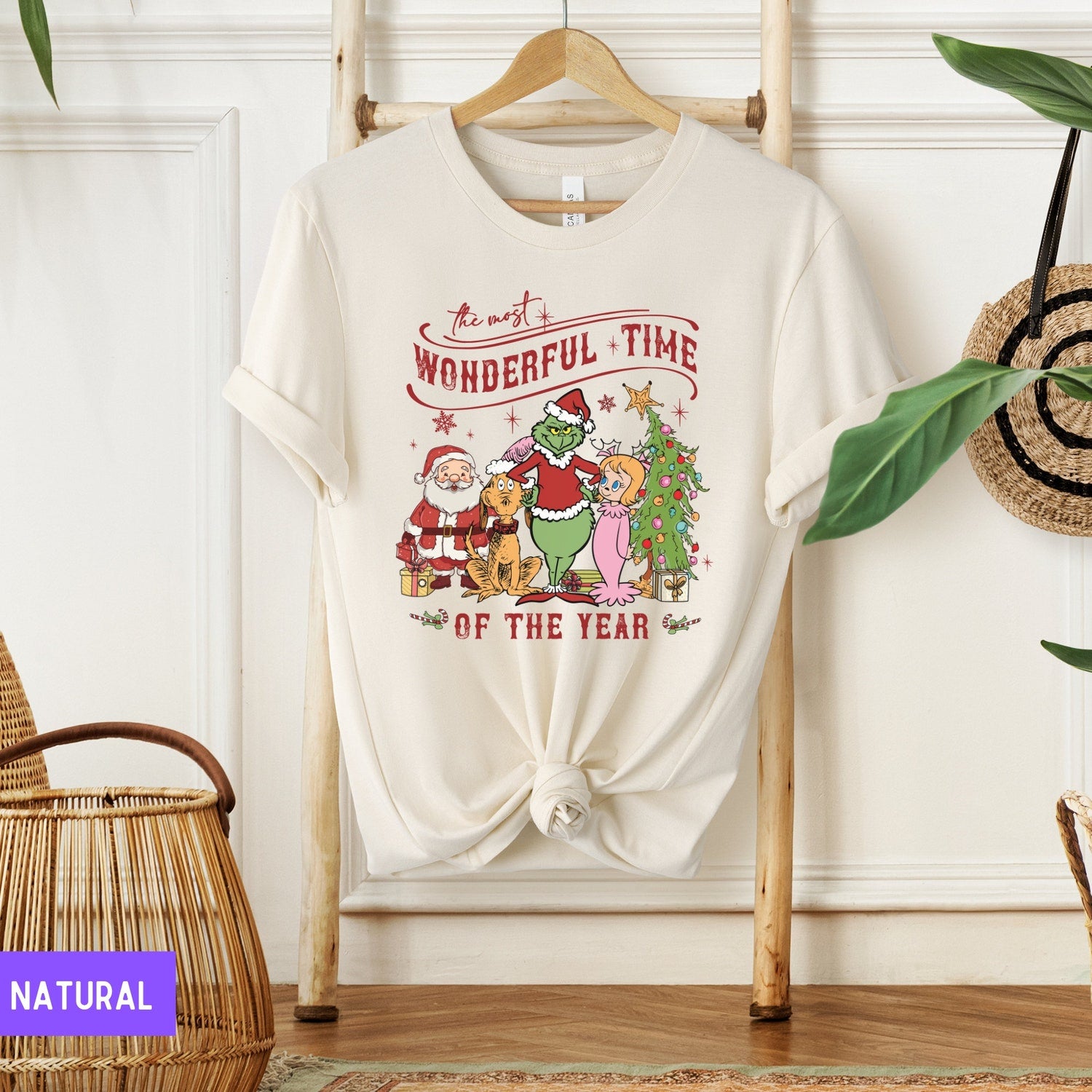 Christmas - Retro Grinch Christmas Tree Shirt, The Most Wonderful Time Of The Year Grinch Christmas T-shirt, Merry Grinchmas Tee, Retro Christmas Gift