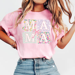 Mother's Day - Comfort Colors� Mama Shirt, Coquette Bow Mama T-Shirt, Floral Mom Tshirt, Spring Mama Shirt, Springtime Mom Tee, Mothers Day Gift, New Mom