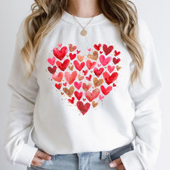 Valentines Day - Valentine Day Heart Sweatshirt, Pastel Colors Heart Sweatshirt, Heart Valentine Shirt, Love Heart Sweatshirt Gift, Girl Heart Sweatshirt