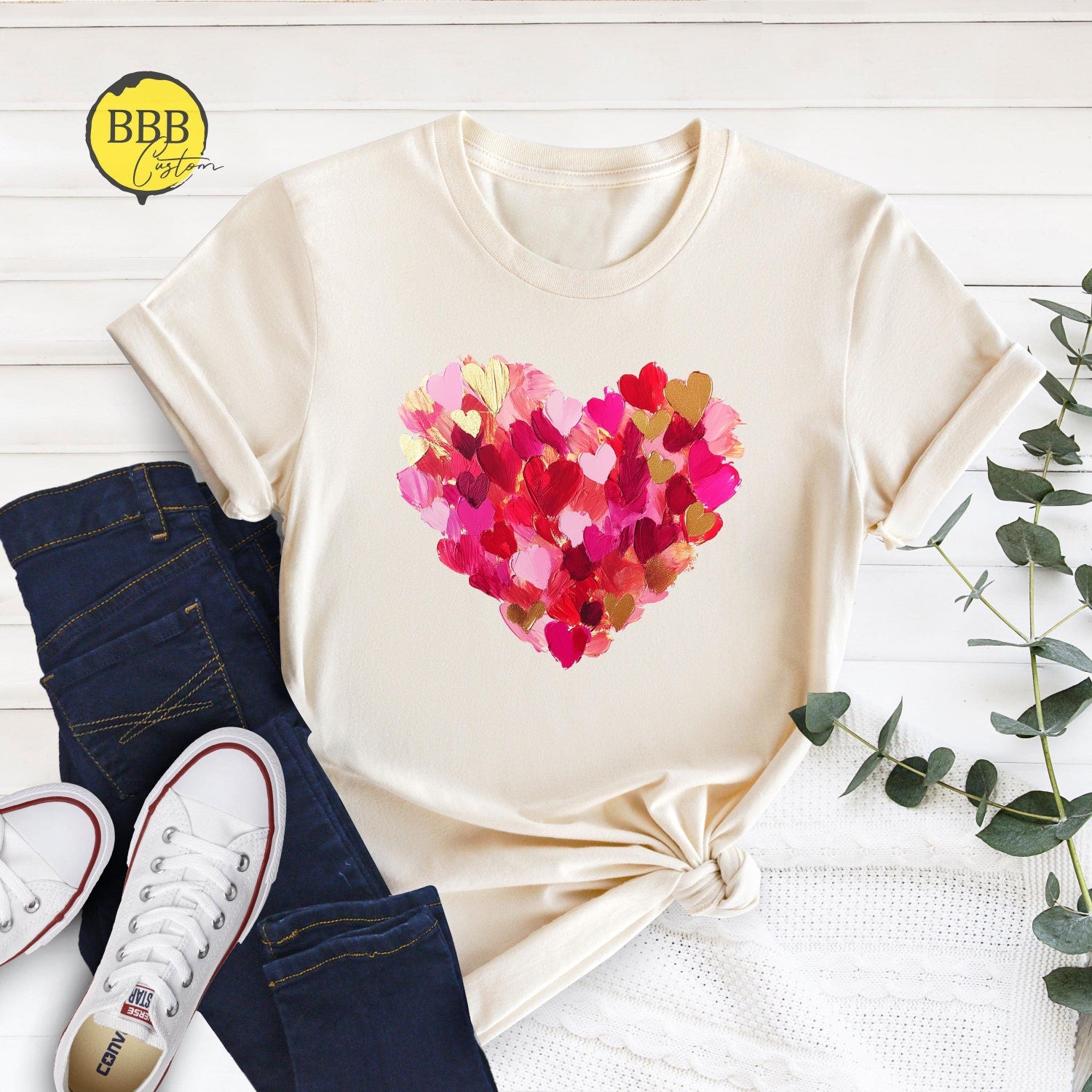 Valentines Day - Colorful Heart Shirt, Couples Valentines Day Tee, Cute Love Shirt, Valentines Day Shirt, Gift For Lover, Valentines Gift, Heart Shaped Shirt