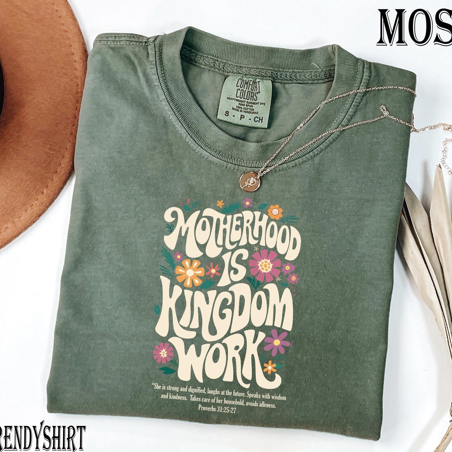 Mother's Day - Comfort Colors� Motherhood is Kingdom Work Shirt, Christian Mom Shirt, Retro Christian Mom T Shirt, Christian Mothers Day Shirt, Bible Shirt