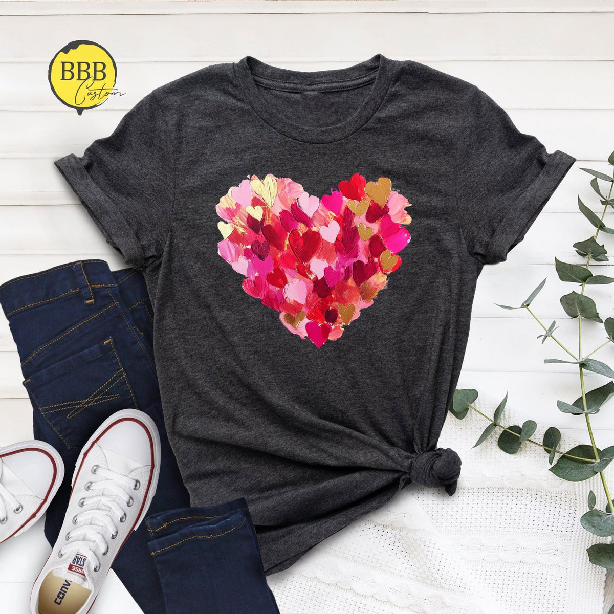 Valentines Day - Colorful Heart Shirt, Couples Valentines Day Tee, Cute Love Shirt, Valentines Day Shirt, Gift For Lover, Valentines Gift, Heart Shaped Shirt