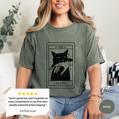 Halloween - Tarot Death Shirt, Witchy Cat Shirt, Funny Tarot Card Tshirt, Black Cat Mom Tee, Cat Lovers Gifts, Comfort Colors Tee, Crazy Cat Lady Tshirt