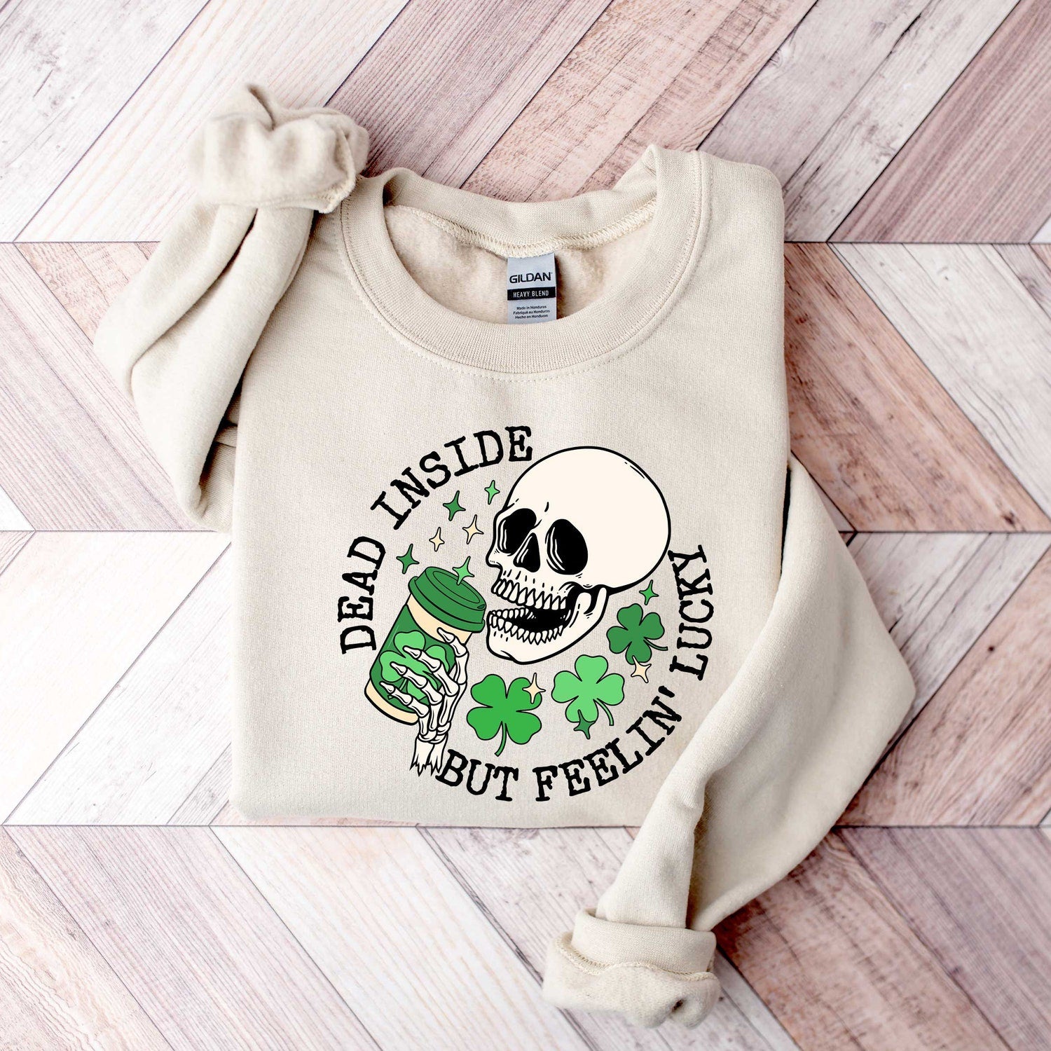 St Patricks Day - Dead Inside But Feeling Lucky Shirt, Dead Inside It's St Patrick's Day Shirt, St Patrick's Day Skeleton Shirt, Funny St Patricks Day Shirt