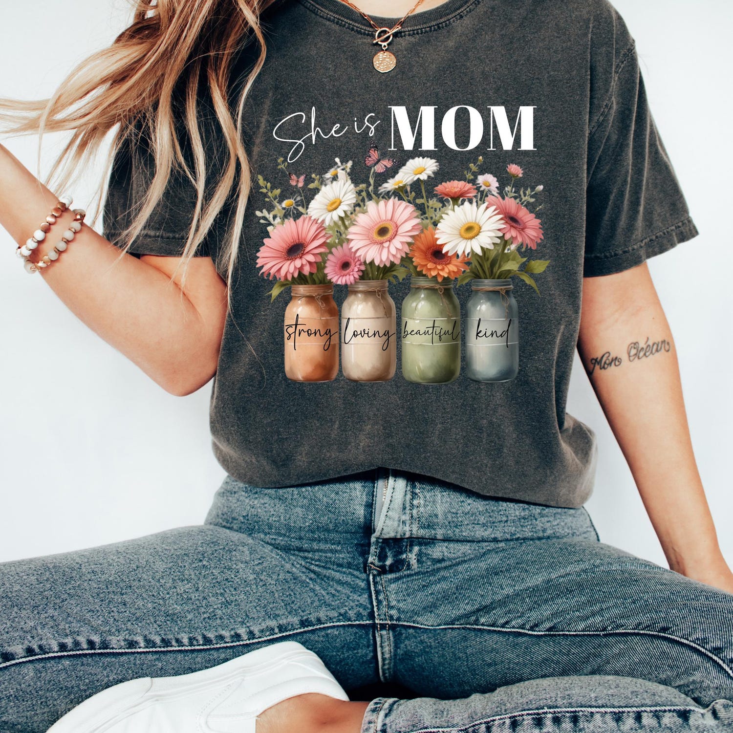 Mother's Day - She Is Mom T-shirt, Floral Mother's Day Shirt, Christian Mom Sweatshirt, Bible Verse Tee, Religious Mother's Day Gift, Wildflower Mom Outfit