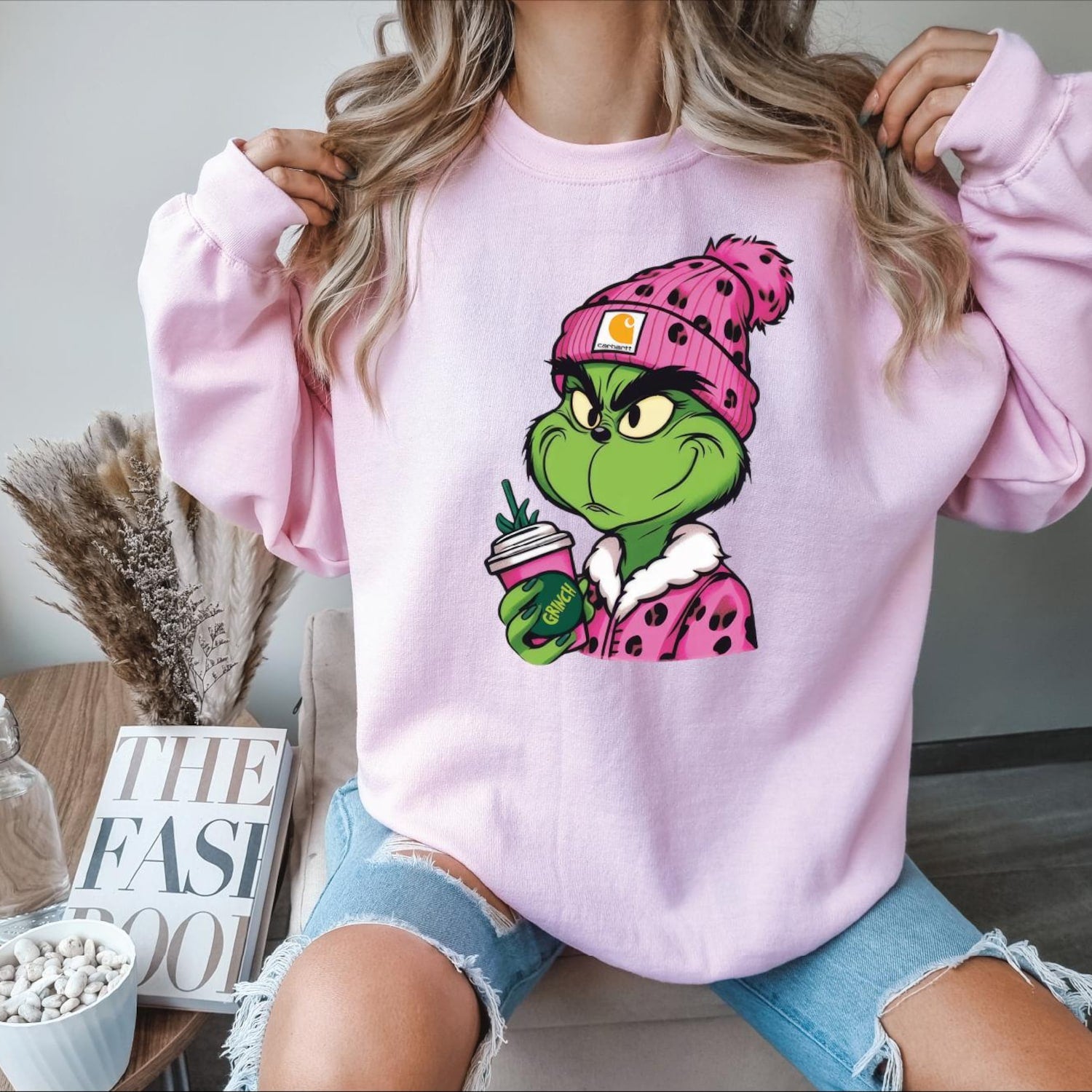 Christmas - Grinch Boujee Christmas Sweatshirt, Grinch Leopard Sweatshirt, Grinchmas Coffee Shirt, Merry Grinchmas, Grinch Leopard ,Retro Movie Sweater