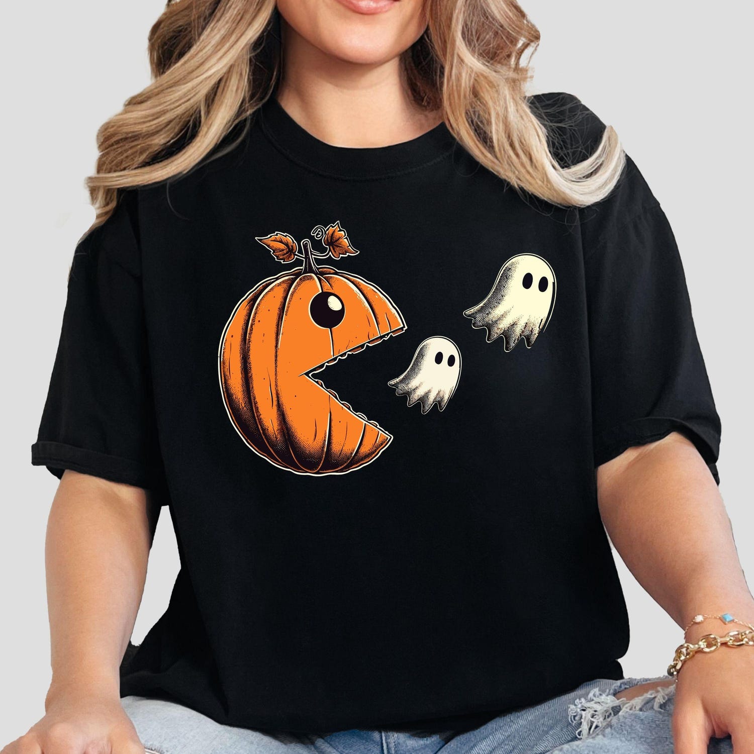 Halloween - Pac-Ween Halloween T-Shirt, Retro Pumpkin & Ghosts Shirt, Spooky Fall Shirt, Fun Halloween Gift , Halloween Tee, Funny Halloween Apparel