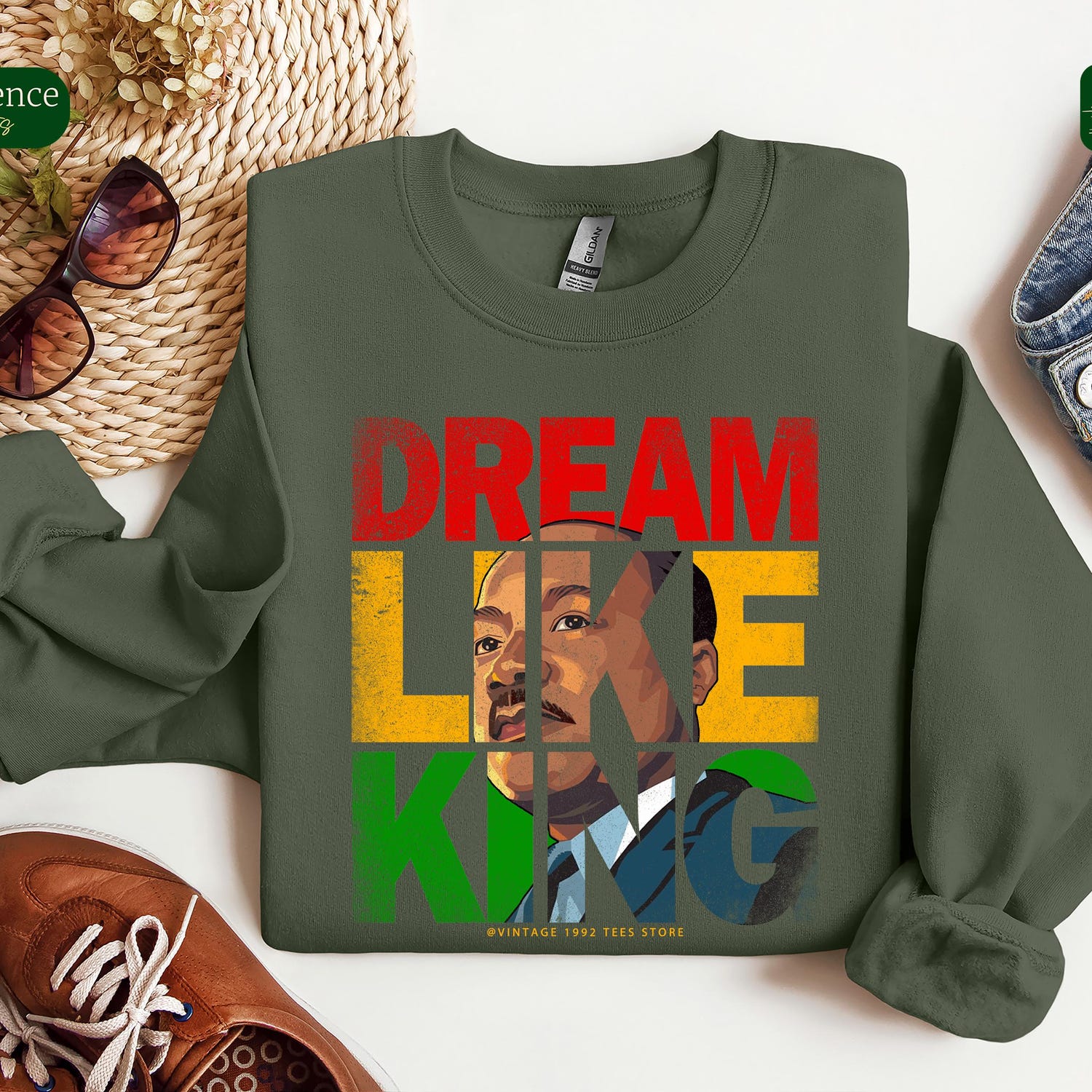 MLK Jr Day - Dream Like King Shirt � Inspirational Martin Luther King Jr. Graphic Tee � Equality and Justice Apparel � MLK Quote Shirt - Civil Rights Tee