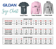 a women's size chart for a hoodie