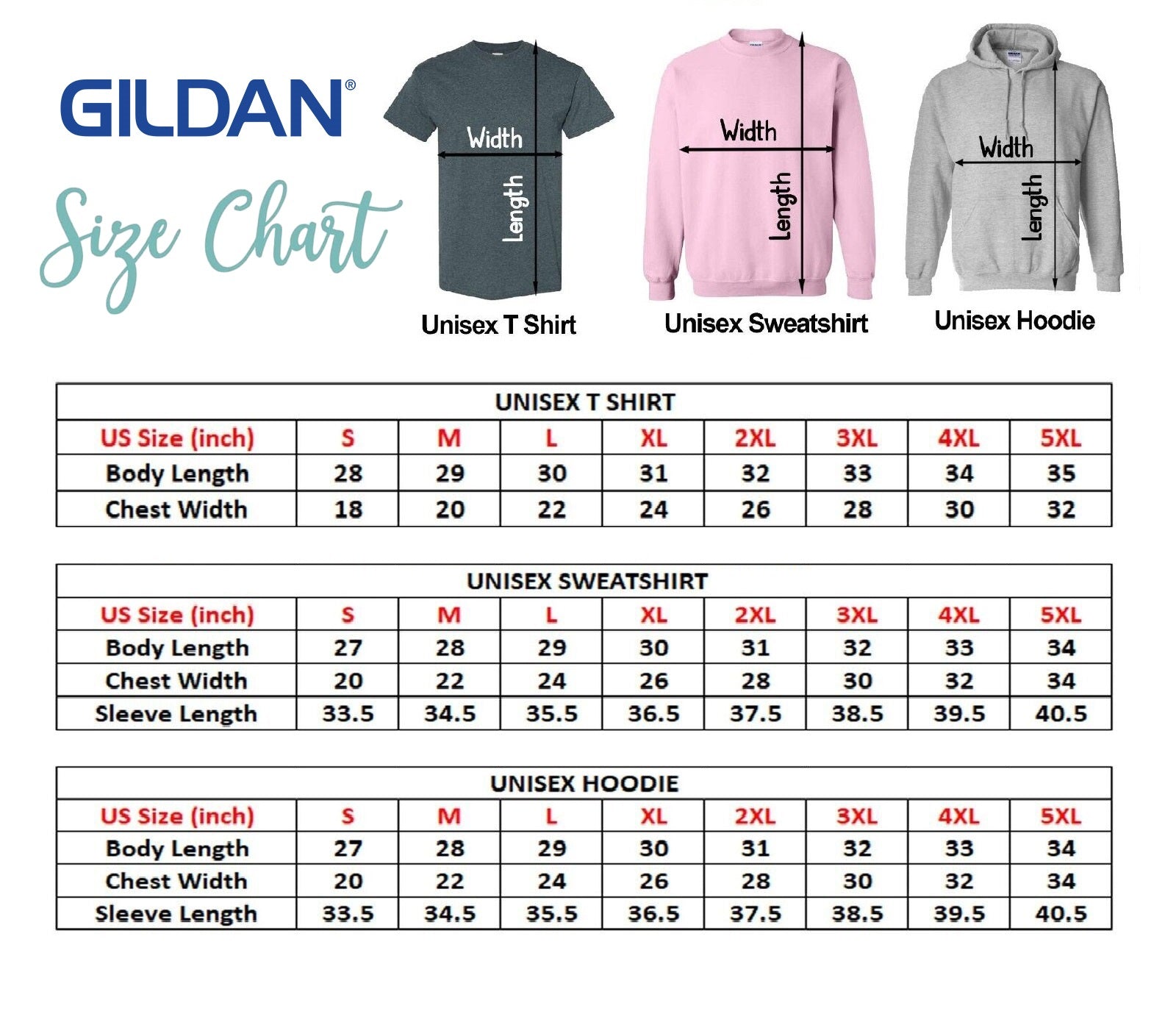 a women's size chart for a hoodie