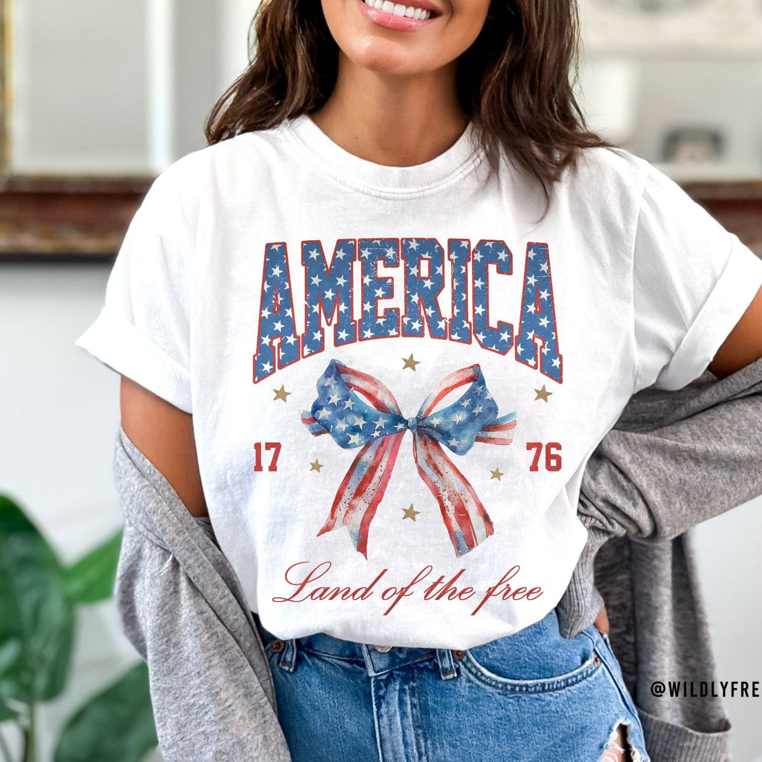 4th of July - Womens July 4 Shirt, America Shirt, Land of the Free, Patriotic Shirt, Memorial Day, Comfort Colors� 4th of July, USA Tshirt, Graphic Tees