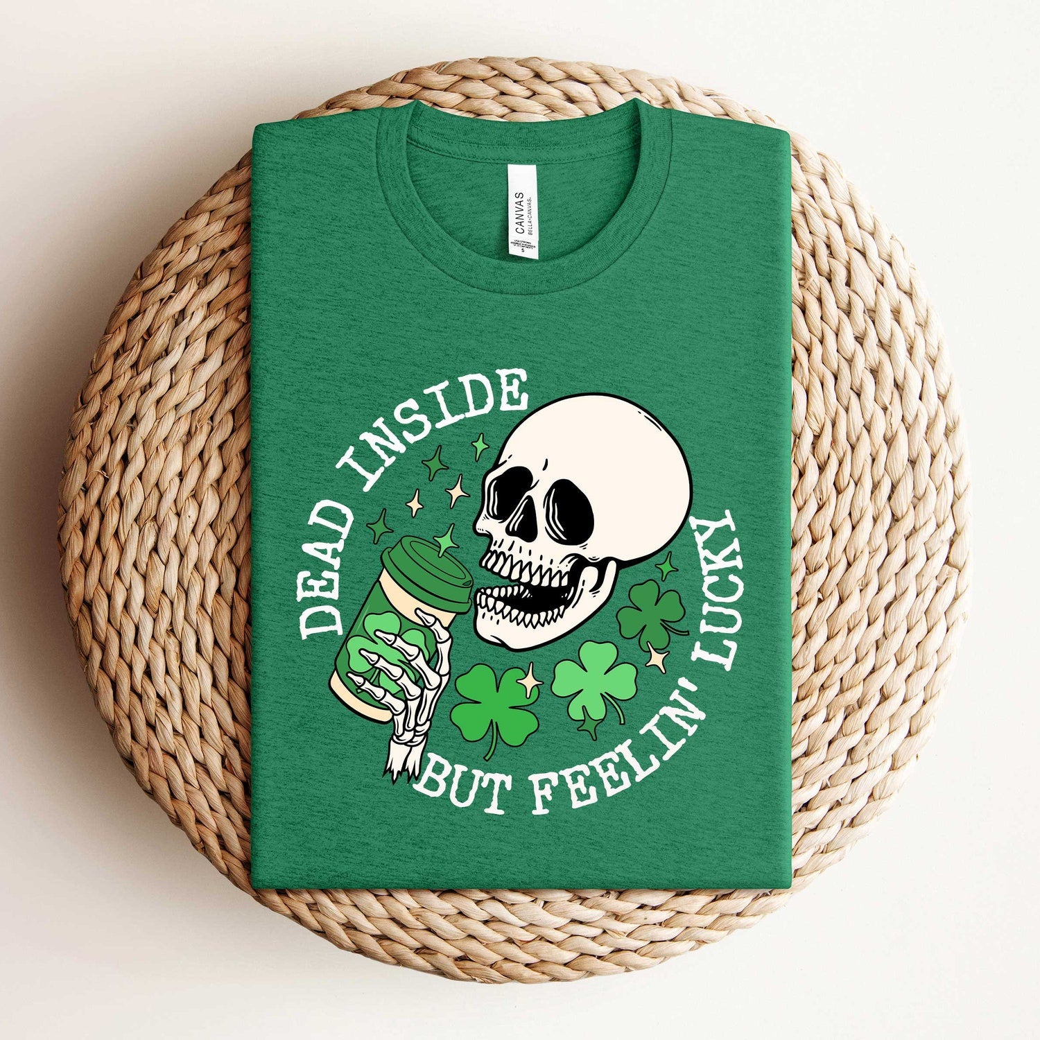 St Patricks Day - Dead Inside But Feeling Lucky Shirt, Dead Inside It's St Patrick's Day Shirt, St Patrick's Day Skeleton Shirt, Funny St Patricks Day Shirt