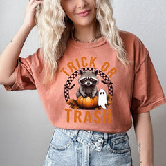 Halloween - Comfort Colors� Trick or Trashy Racoon Halloween Shirt, Retro Racoon Shirt, Cute Racoon Shirt, Womens Pumpkin Gift, Girly Halloween Shirt