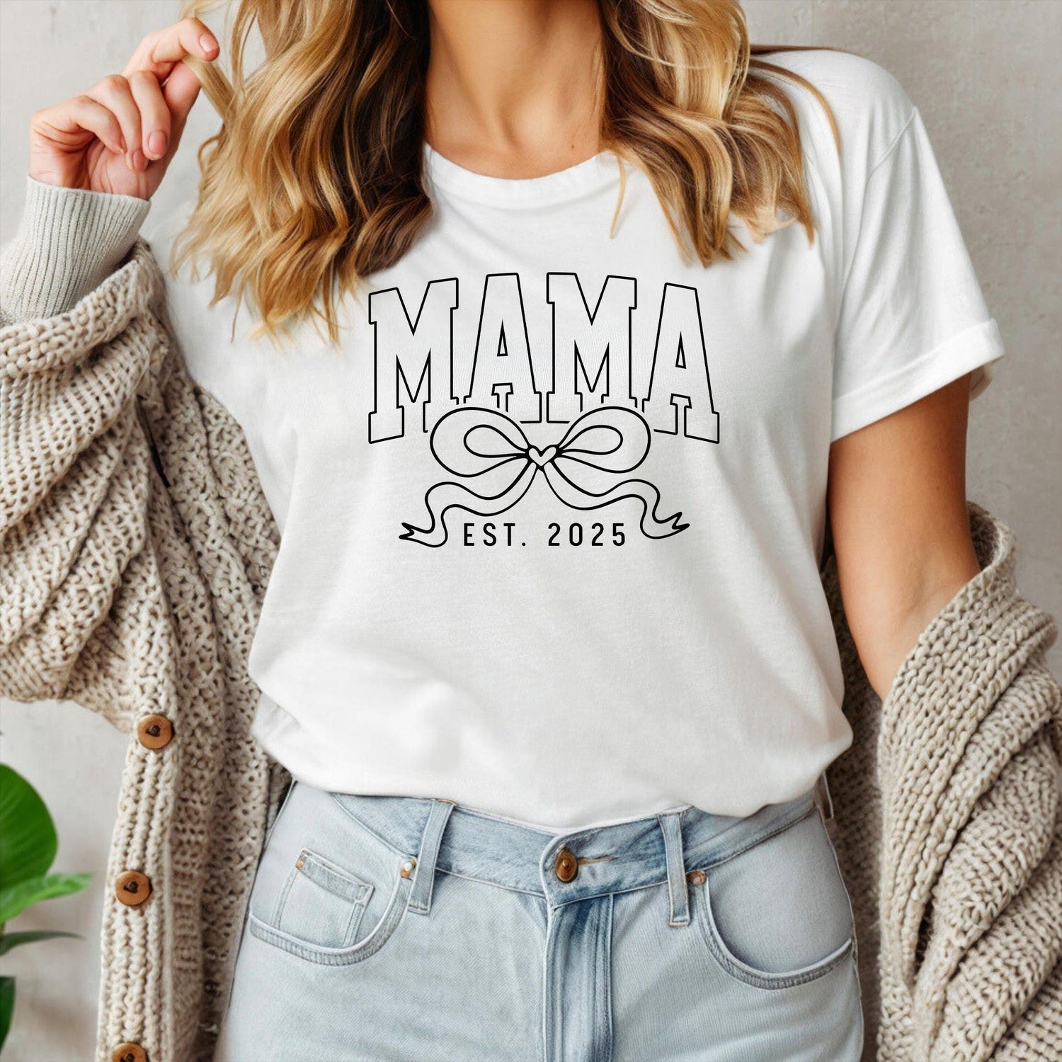 Mother's Day - Mama Est 2025 T-Shirt, Coquette Mama Tshirt, Mothers Day Gift, Mama Coquette Bow Shirt, Mama Varsity Shirt, Mothers Day Shirt, New Mom Shirt