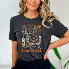 Halloween - Halloween Shirt Tis the Season to be Creepy T Dead Inside Halloween Tshirt Black Halloween Crewneck Funny Halloween Shirt for Women