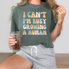 Mother's Day - Comfort Colors� Funny Pregnancy T-Shirt, I Can't I'm Busy Growing a Human, Cute Maternity Tee, New Mom Gift Mother's Day Shirt for Mom to Be