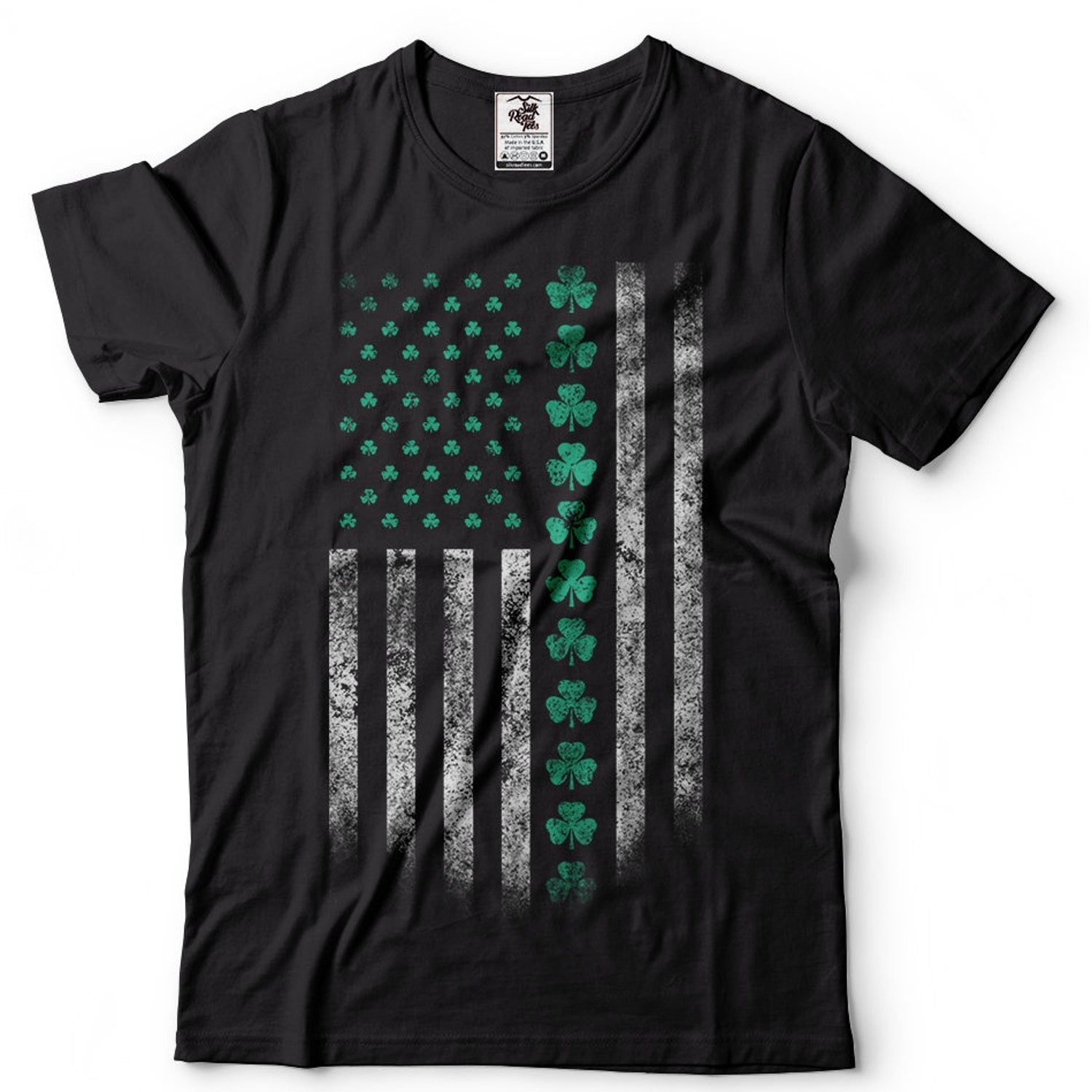 St Patricks Day - St Patricks Day USA Flag Shamrock Clover Tee shirt Saint Patricks day party Shirt Irish American Tee