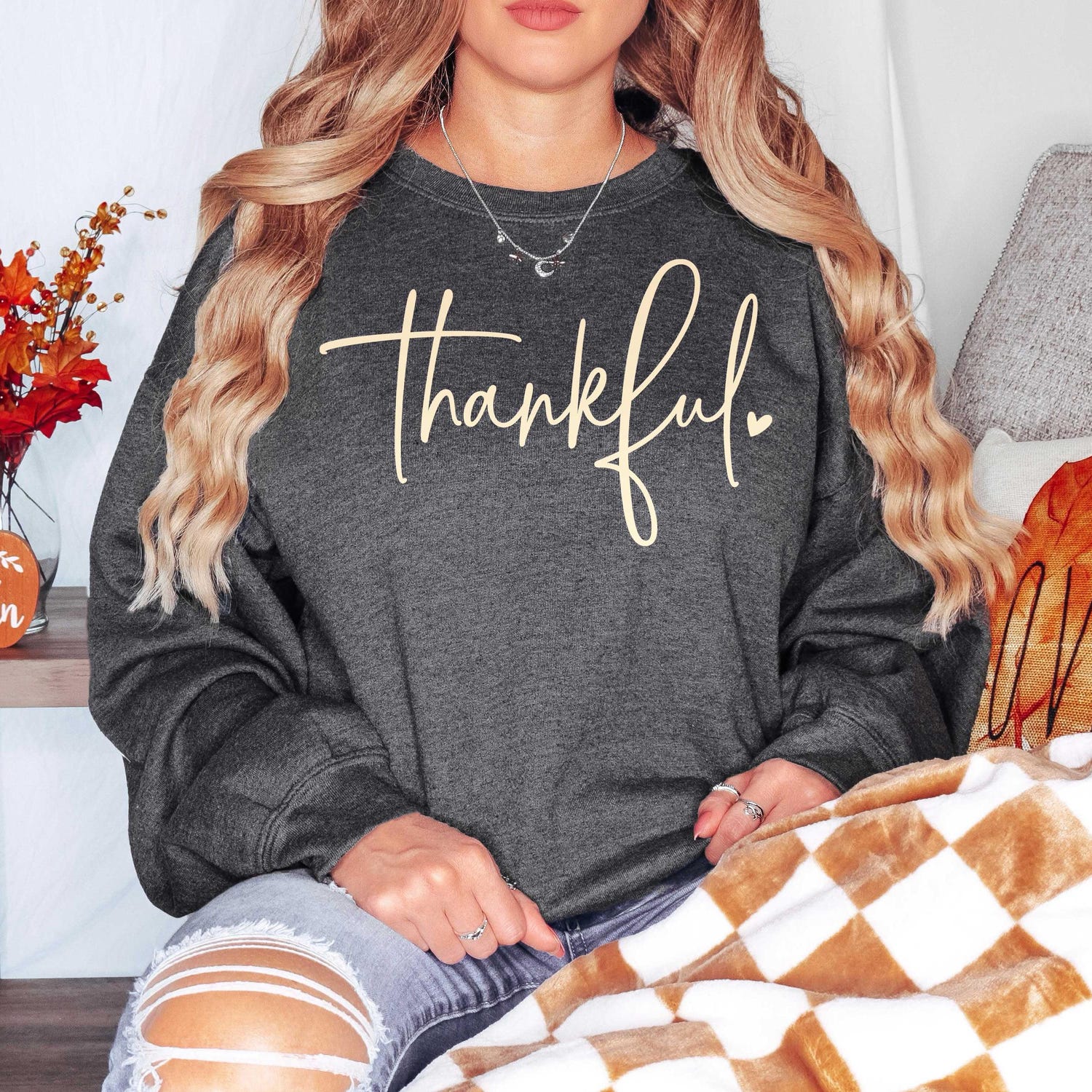 Thanksgiving - Thankful Sweatshirt, Thankful Lover Sweater, Hello Thanksgiving Sweatshirt, Women Thankful Sweatshirt, Women Gift For Thanksgiving