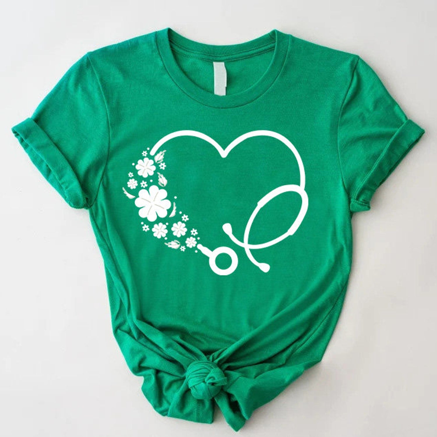 St Patricks Day - St Patrick's Day Heart Stethoscope Shirt, St Paddys Nurse Shirt, Shamrock Stethoscope Doctor Tee, Nurse Lucky Shirt, Cute Irish Nurse Gift