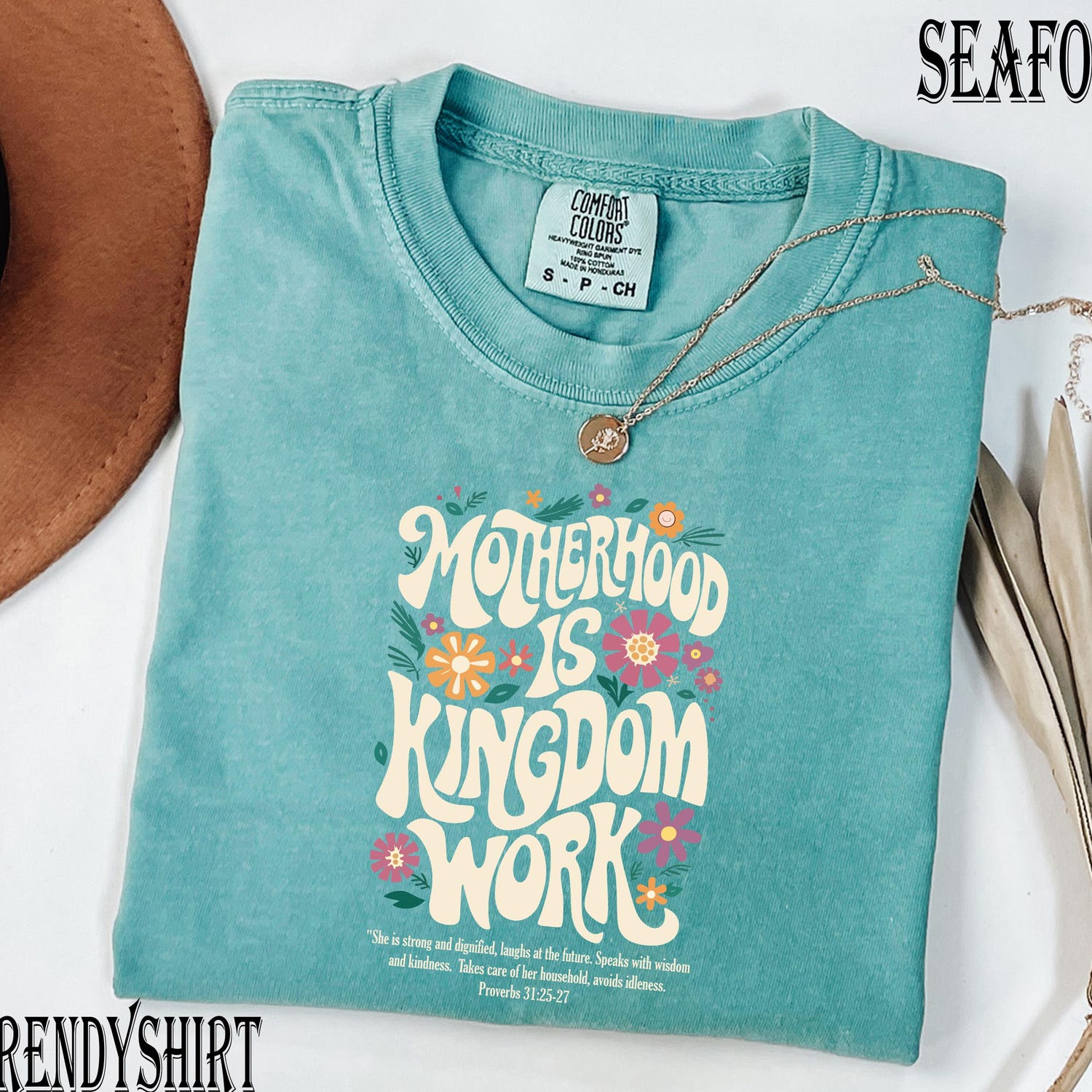 Mother's Day - Comfort Colors� Motherhood is Kingdom Work Shirt, Christian Mom Shirt, Retro Christian Mom T Shirt, Christian Mothers Day Shirt, Bible Shirt