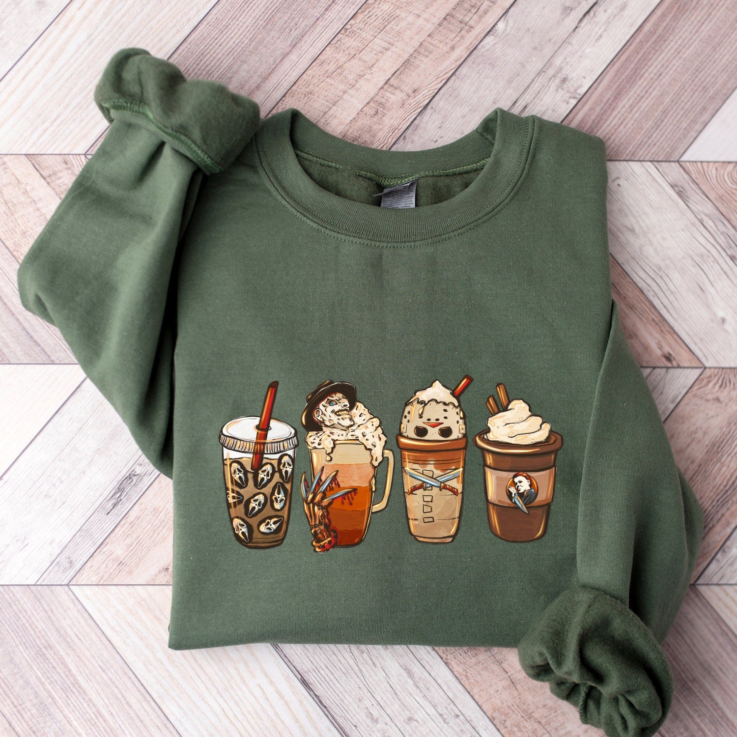 Halloween - Halloween Horror Coffee Sweatshirt, Horror Movie Coffee Shirt,Halloween Sweatshirt, Spooky Season, Coffee Shirt, Halloween Graphic Shirt