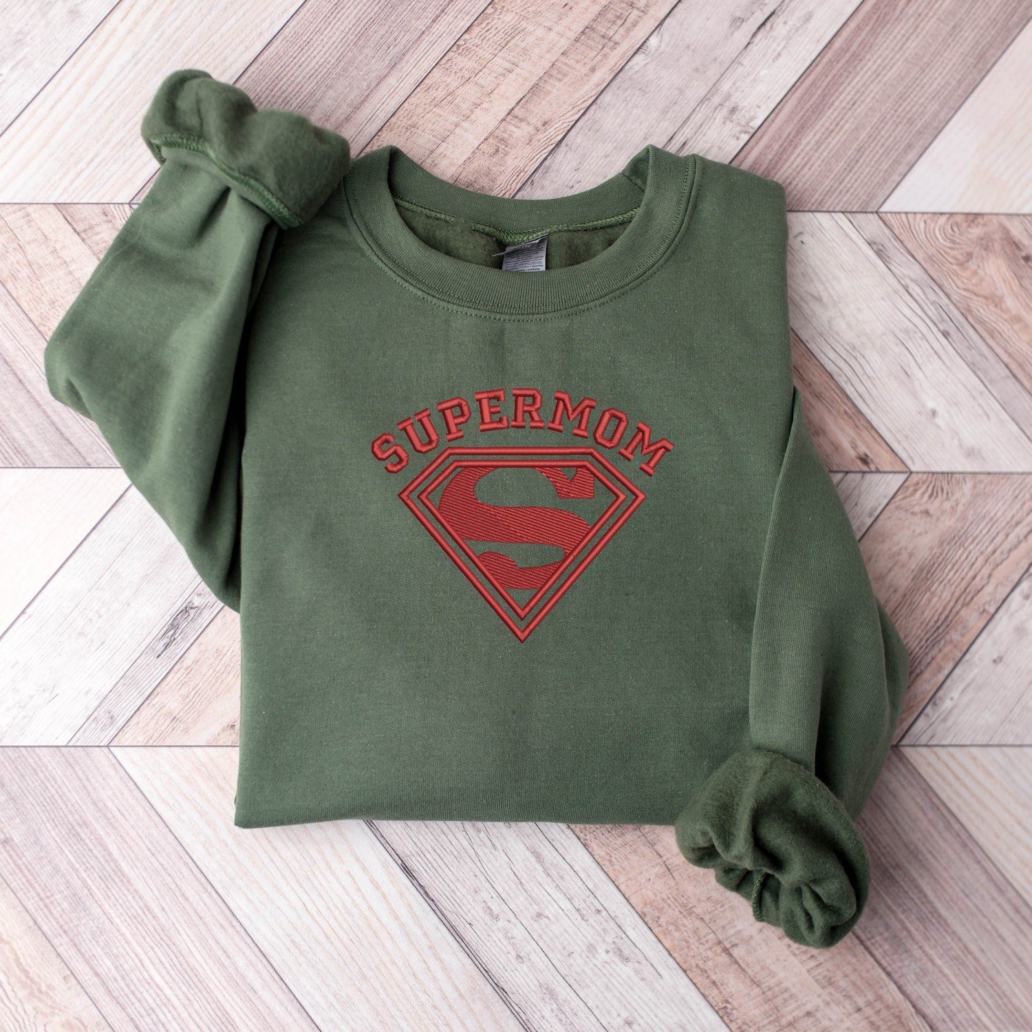 Mother's Day - Embroidery Super Mom Mother's Day Shirt,Super Mama Embroidery Sweatshirt,Mother's Day Embroidery Shirt,Embroidery Mother Gift