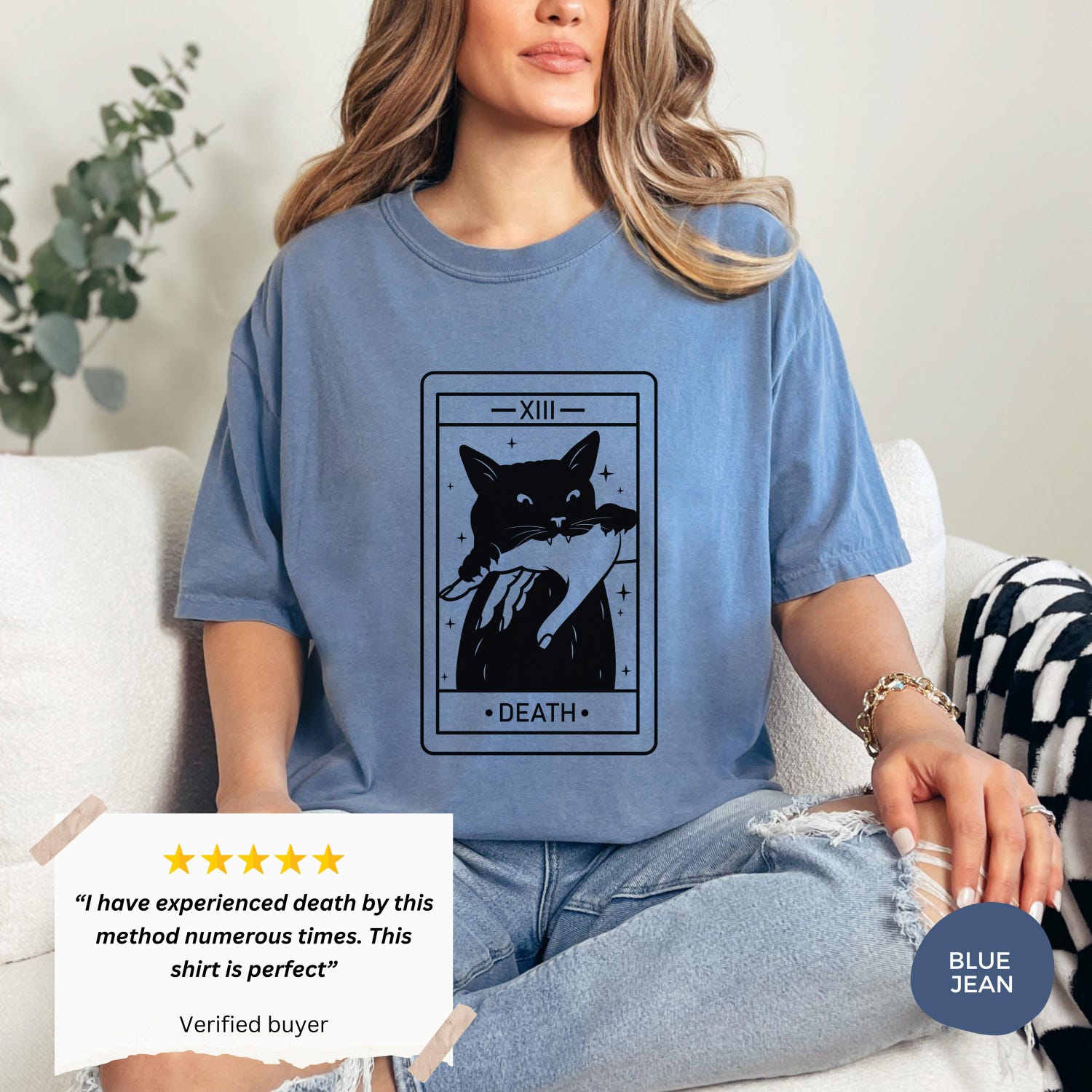 Halloween - Tarot Death Shirt, Witchy Cat Shirt, Funny Tarot Card Tshirt, Black Cat Mom Tee, Cat Lovers Gifts, Comfort Colors Tee, Crazy Cat Lady Tshirt