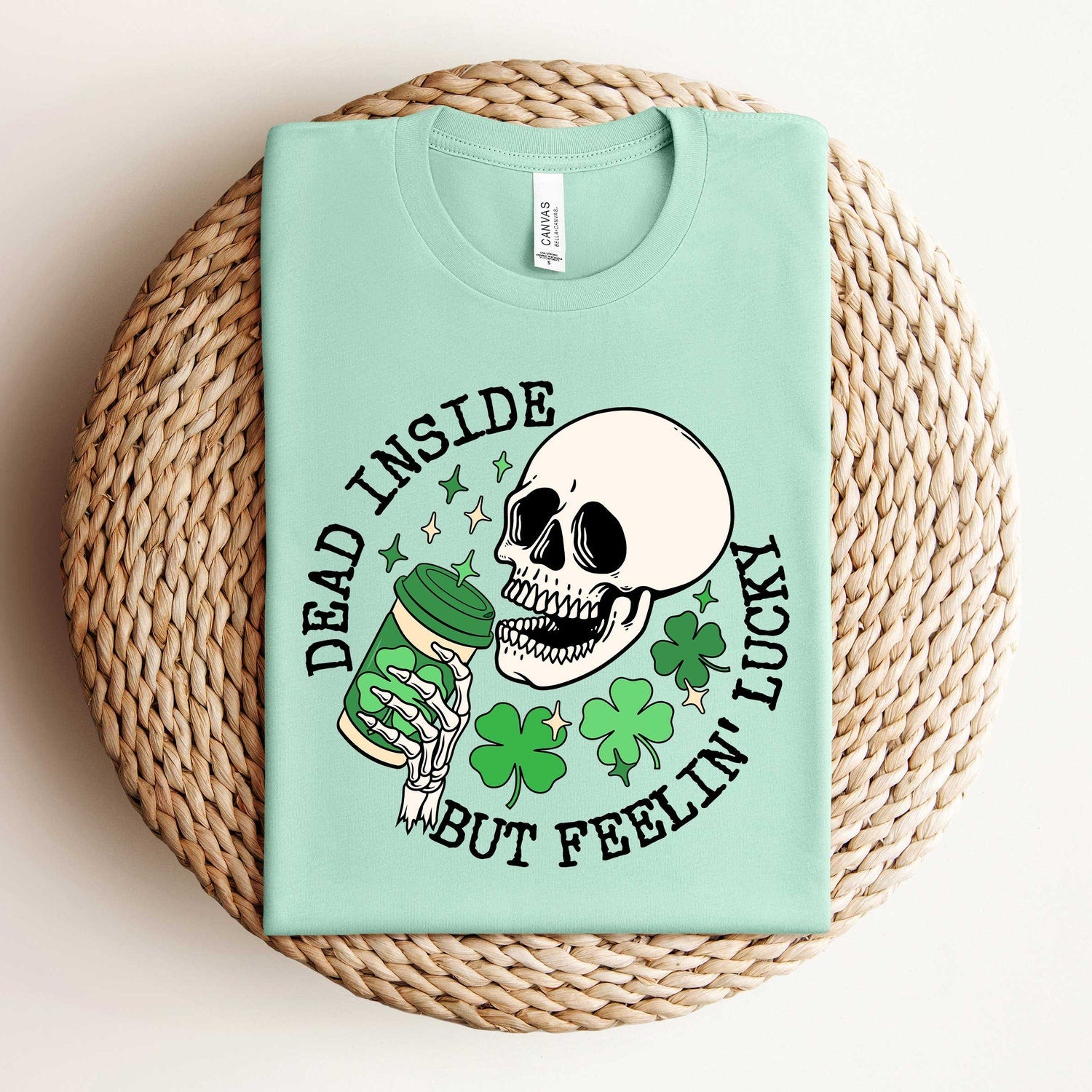 St Patricks Day - Dead Inside But Feeling Lucky Shirt, Dead Inside It's St Patrick's Day Shirt, St Patrick's Day Skeleton Shirt, Funny St Patricks Day Shirt