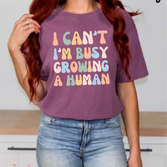 Mother's Day - Comfort Colors� Funny Pregnancy T-Shirt, I Can't I'm Busy Growing a Human, Cute Maternity Tee, New Mom Gift Mother's Day Shirt for Mom to Be