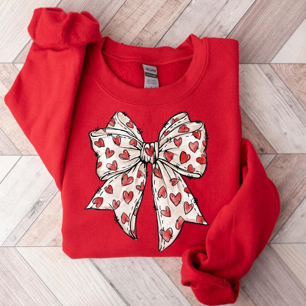 Valentines Day - Coquette Valentine's Day Heart Bow Sweatshirt, Retro Valentine Shirt, Valentines day Bow Shirt, Coquette Bow T Shirt, Bow Valentine Gifts