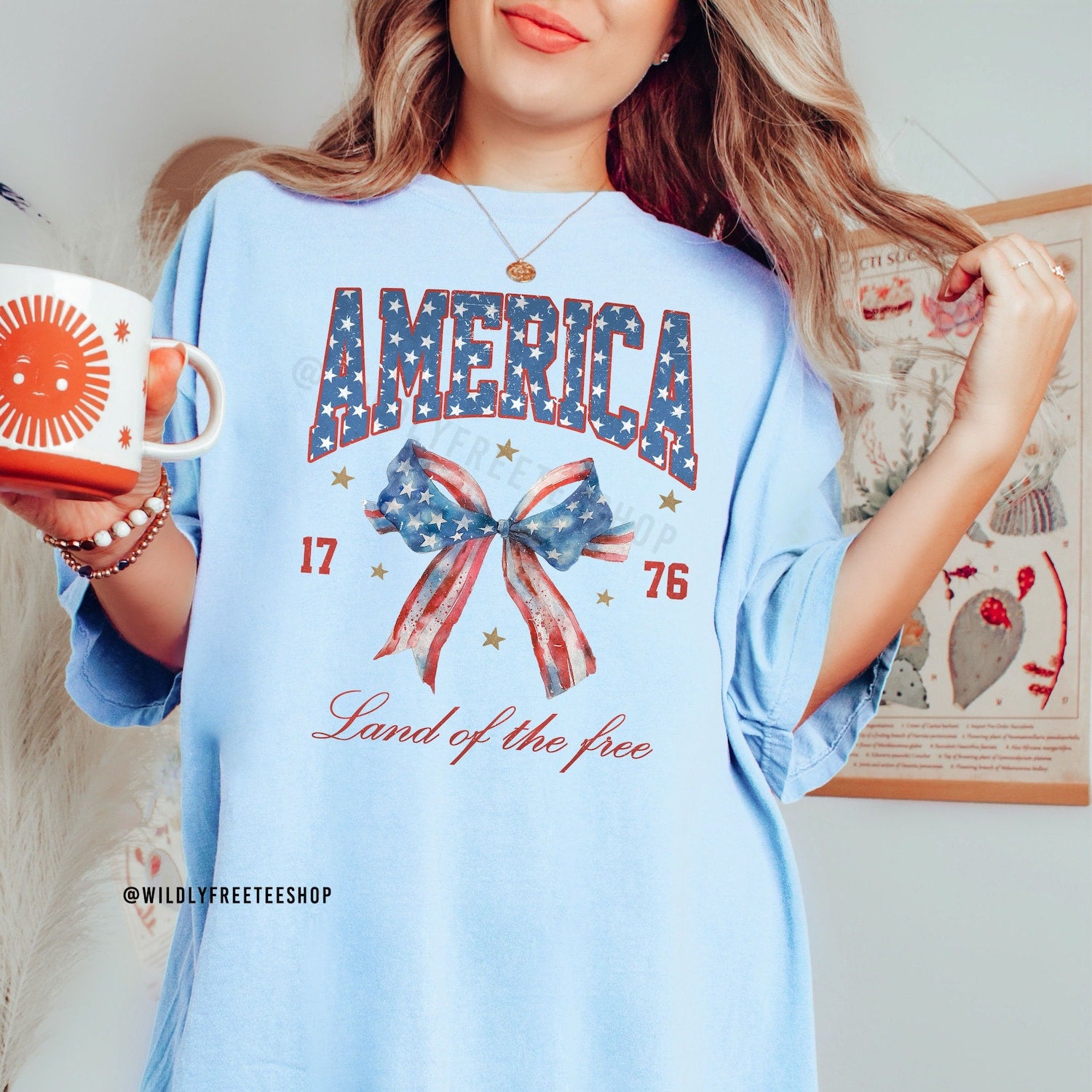 4th of July - Womens July 4 Shirt, America Shirt, Land of the Free, Patriotic Shirt, Memorial Day, Comfort Colors� 4th of July, USA Tshirt, Graphic Tees