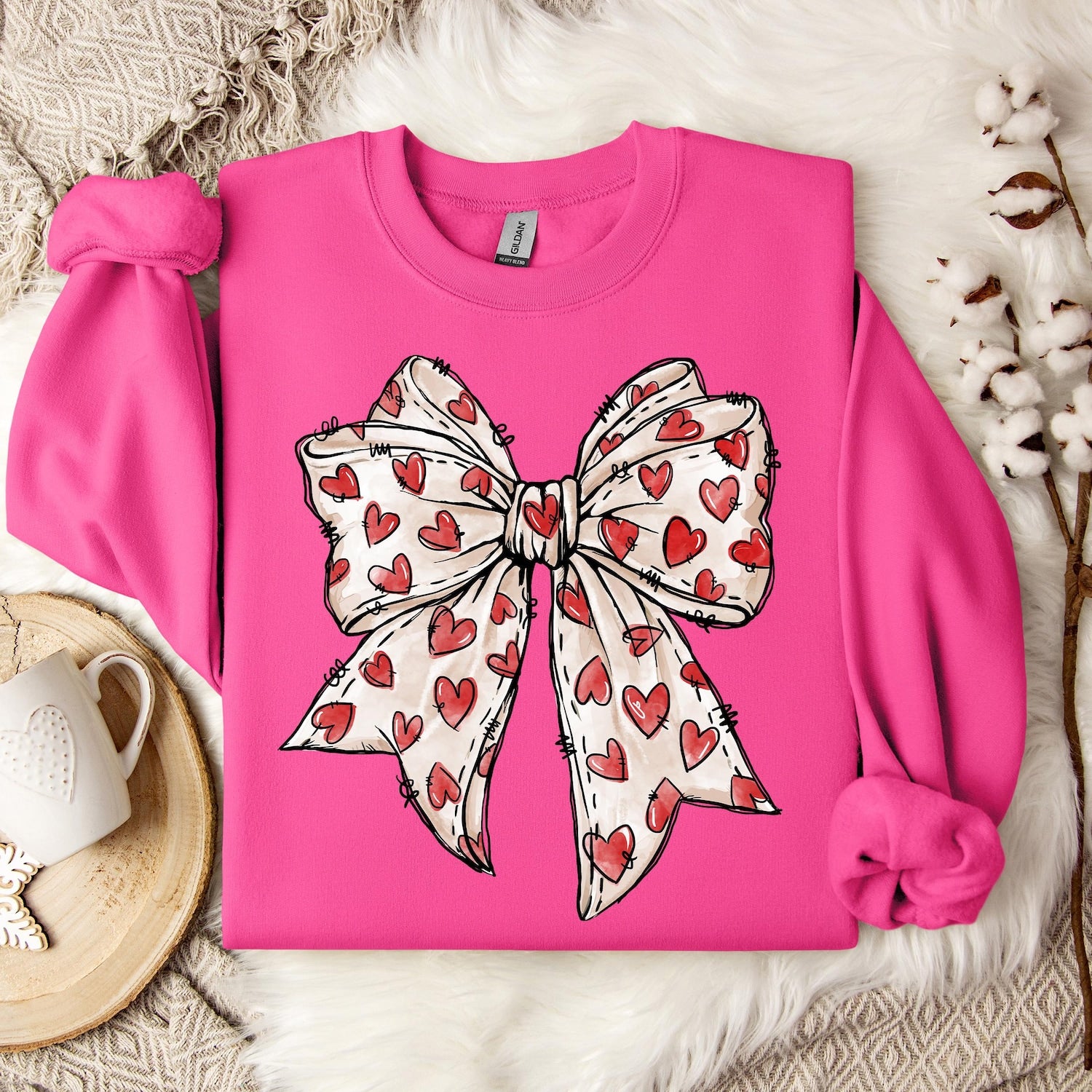 Valentines Day - Coquette Valentine's Day Heart Bow Sweatshirt, Retro Valentine Shirt, Valentines day Bow Shirt, Coquette Bow T Shirt, Bow Valentine Gifts