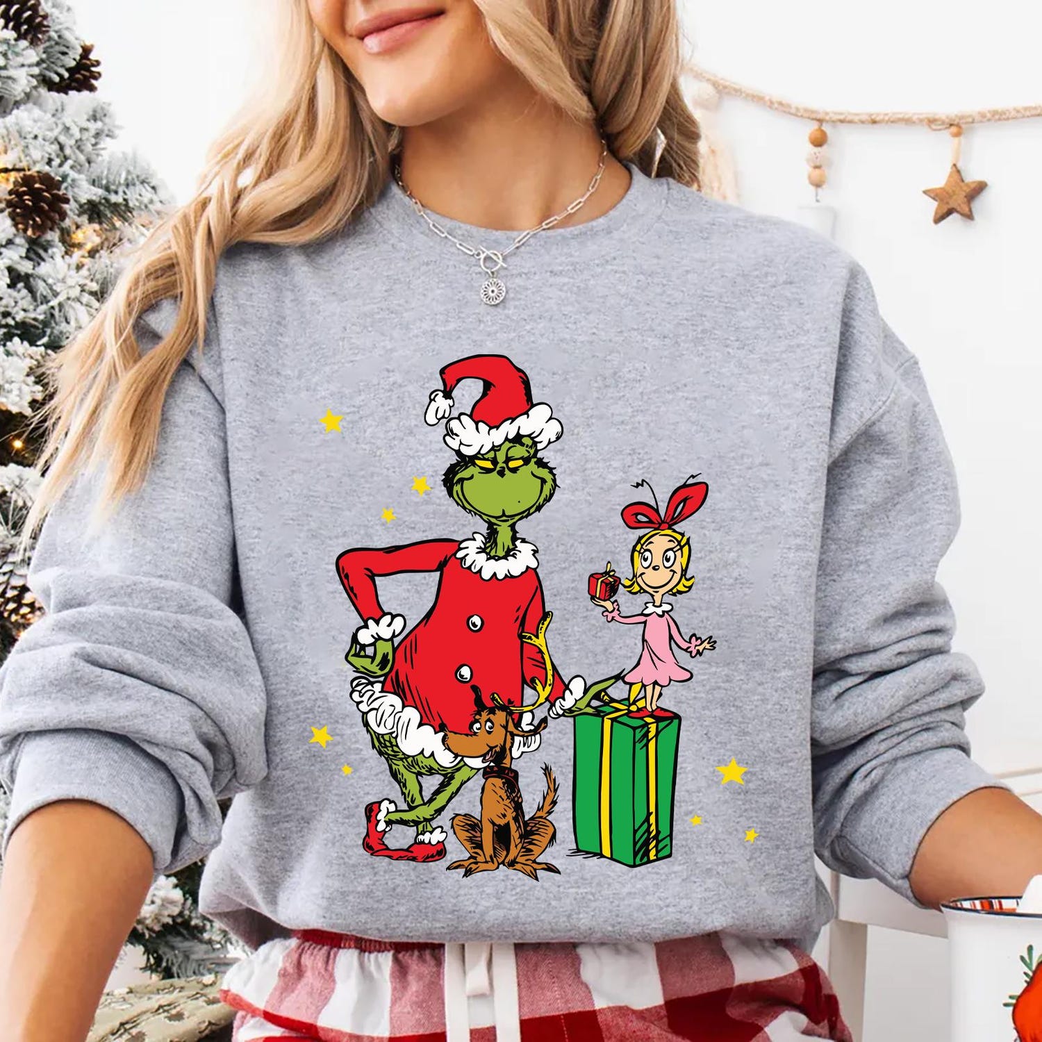 Christmas - Grinch and Cindy Lou Who Grinchmas T-shirt Christmas Grinch Holiday Sweatshirt with Max the Dog Christmas Grinch Shirt Gift for Grinch Fans