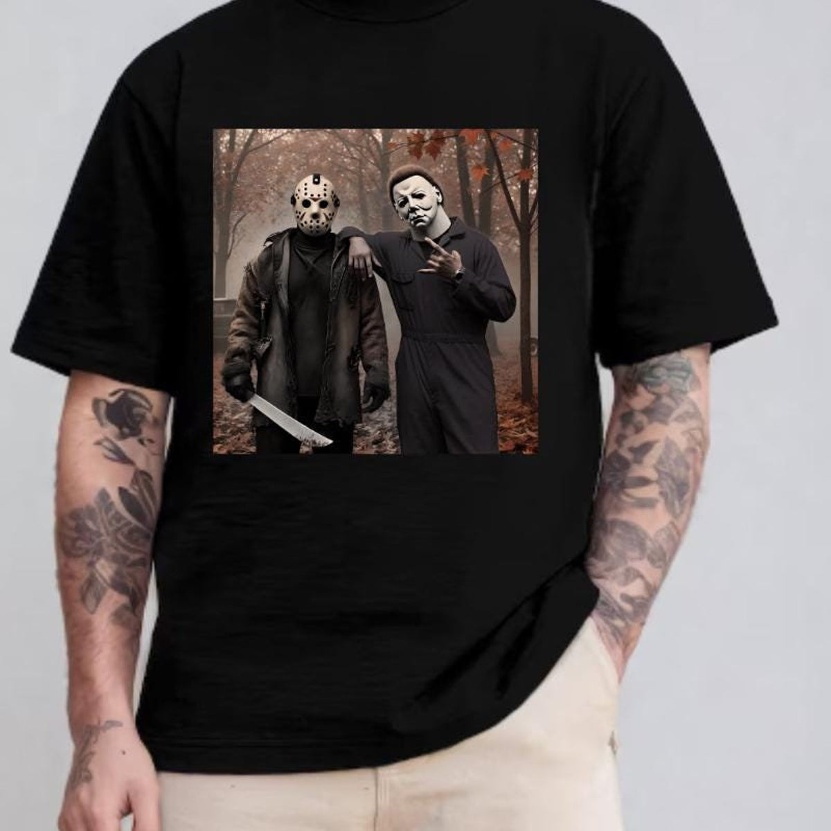 Halloween - Jason Voorhes Michael Myers Shirt, Friday the 13th, Jason and Michael Shirt, Horror Characters Friend, 90s Halloween Movie Shirt Designs