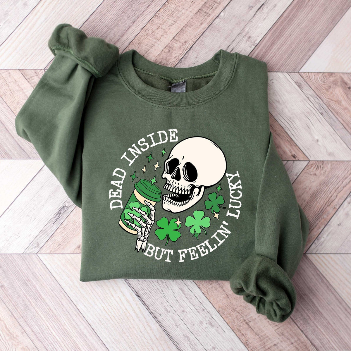 St Patricks Day - Dead Inside But Feeling Lucky Shirt, Dead Inside It's St Patrick's Day Shirt, St Patrick's Day Skeleton Shirt, Funny St Patricks Day Shirt