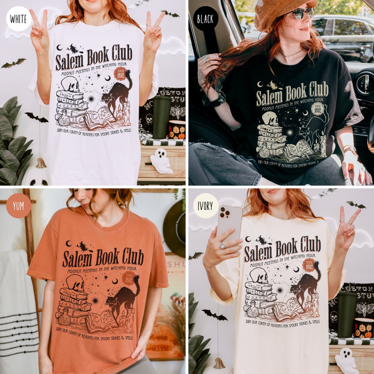 Halloween - Salem Book Club Shirt for Spooky Reader Funny Book Lover Halloween Tee Salem Witches Spooky Season Shirt for Bookworm Halloween Witchy Shirt