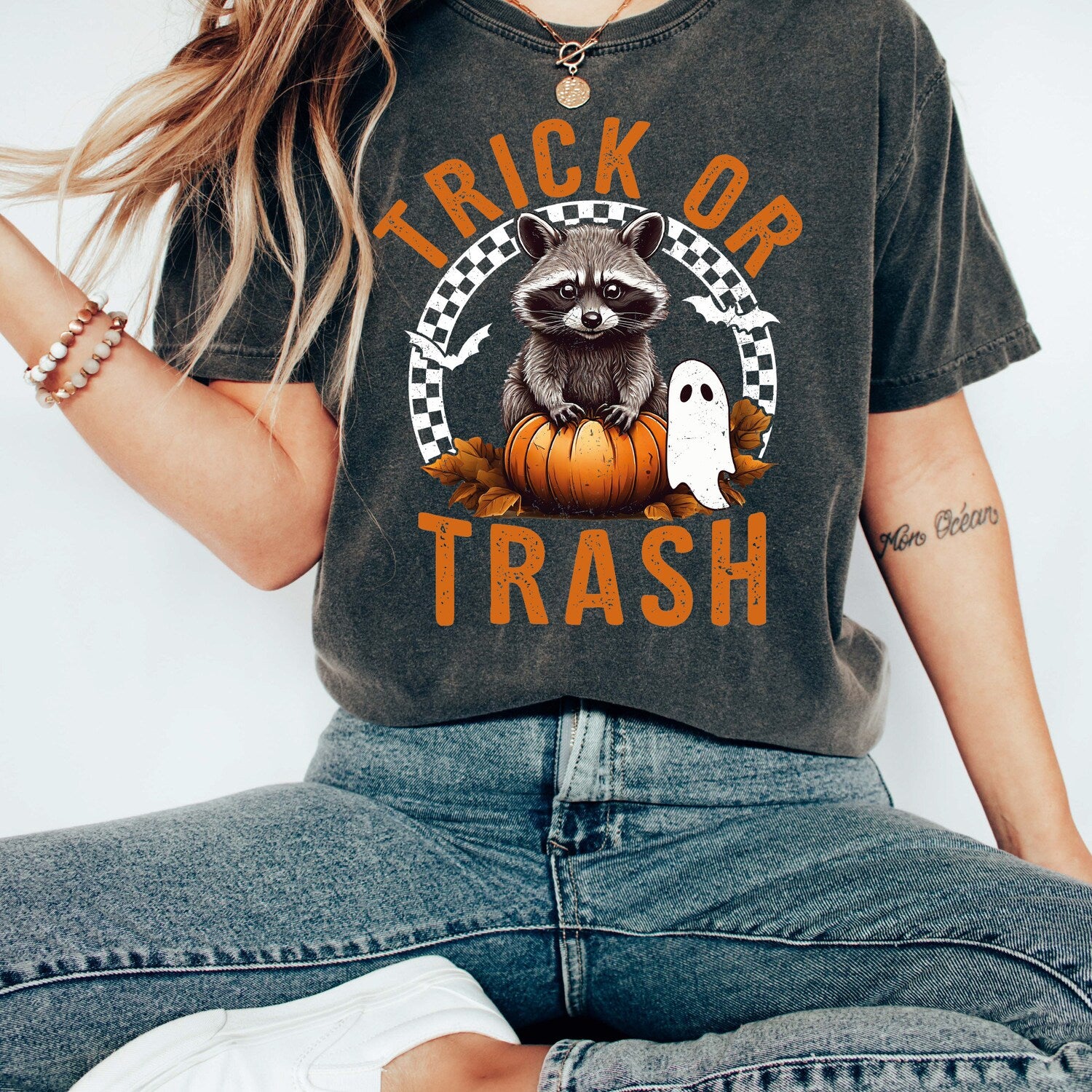 Halloween - Comfort Colors� Trick or Trashy Racoon Halloween Shirt, Retro Racoon Shirt, Cute Racoon Shirt, Womens Pumpkin Gift, Girly Halloween Shirt