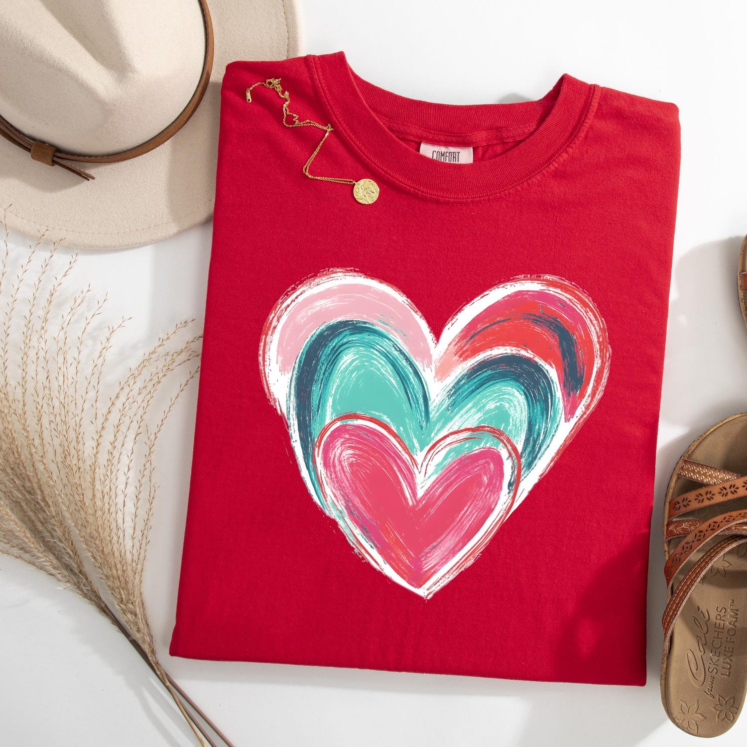 Valentines Day - Comfort Colors�, Brushstroke Heart Shirt, Valentines Day Heart Shirt, Valentine's Day Shirt, Coquette Valentine Shirt, Womens Love Shirt