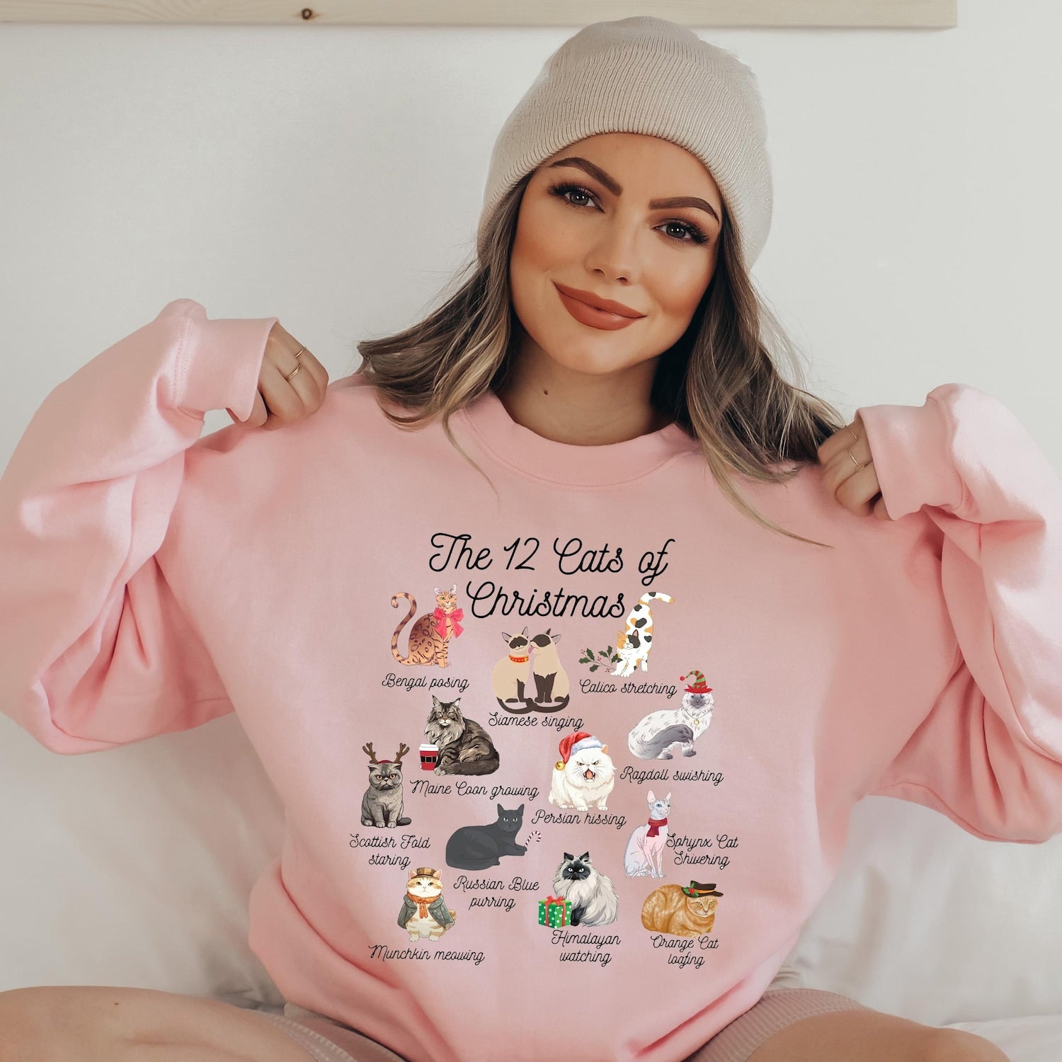 Christmas - The 12 Cats of Christmas Sweatshirt,Cute Christmas Cats Shirt, Christmas Cat Mom Shirt, Xmas Cats,Cat Lover Christmas Sweater,Cat Owner Gift