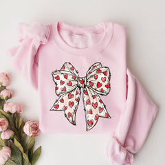 Valentines Day - Coquette Valentine's Day Heart Bow Sweatshirt, Retro Valentine Shirt, Valentines day Bow Shirt, Coquette Bow T Shirt, Bow Valentine Gifts