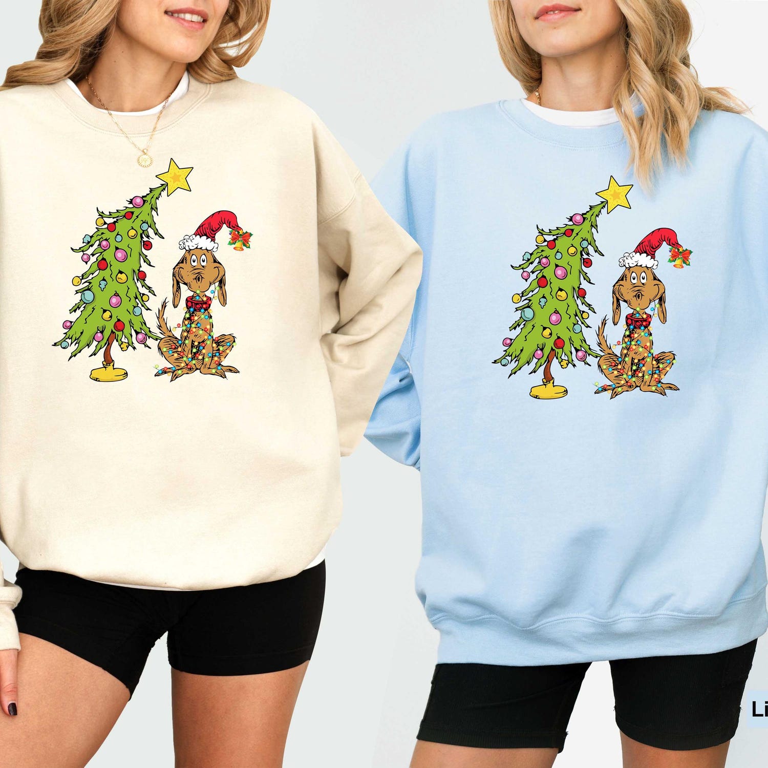 Christmas - Whimsical Christmas Tree Sweatshirt, With Dog Max Whoville Tree Shirt, Whimsical Green Star Tree Shirt, Holiday Women Shirt, Christmas Party