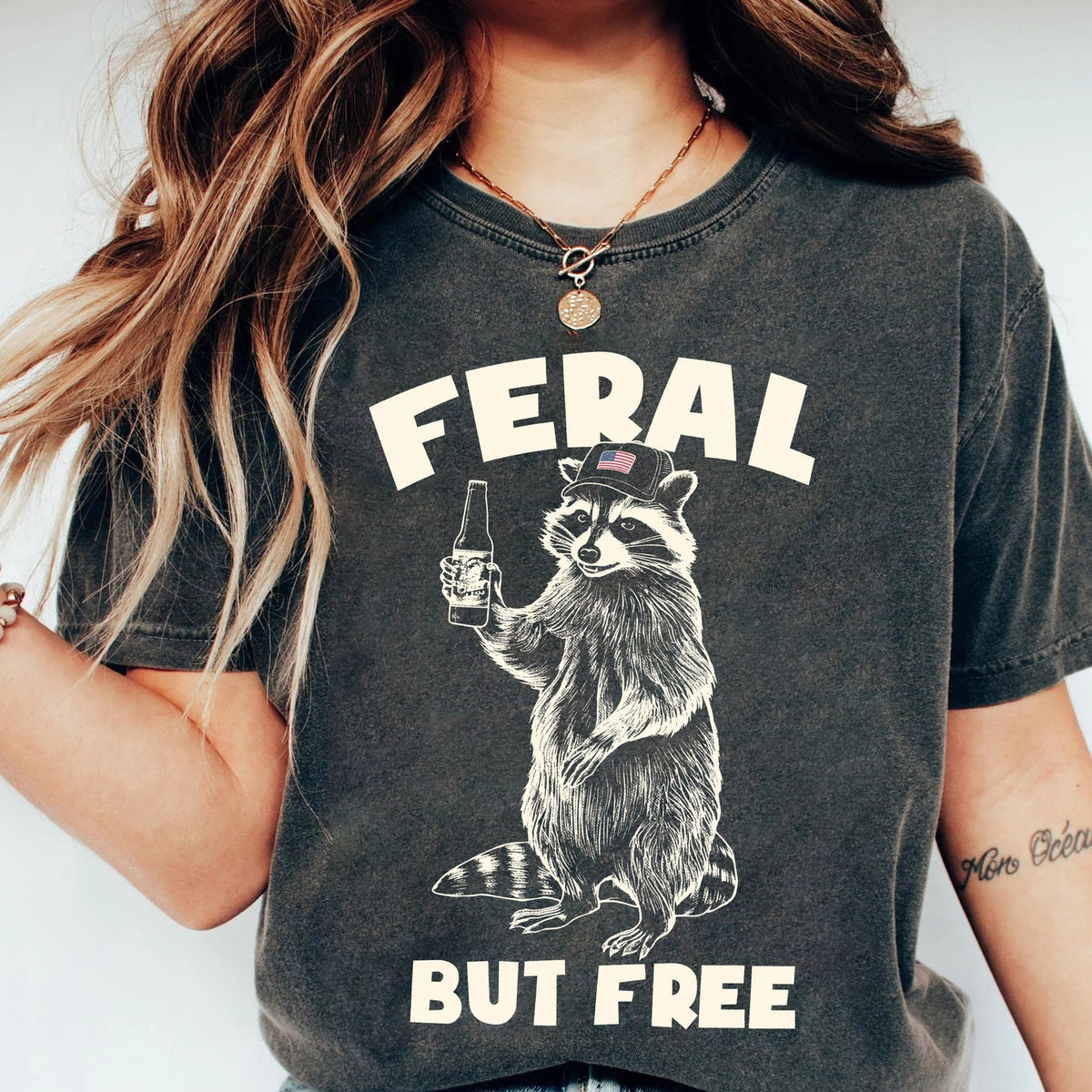 4th of July - Funny Raccoon 4th Of July Shirt, Feral But Free T-Shirt, Independence Day Tee, Patriotism Shirt, 1776 Shirt,American Flag Shirt