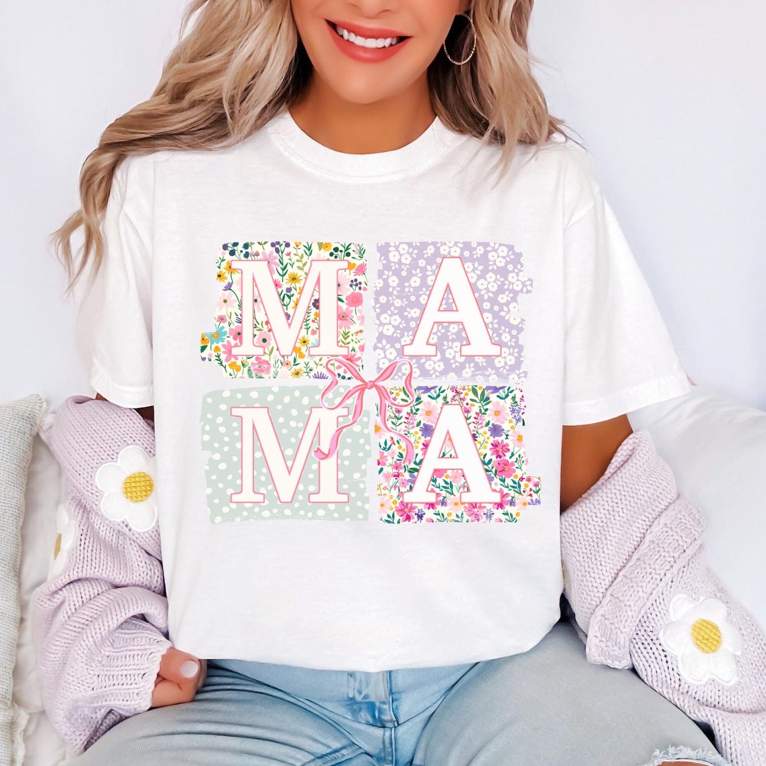 Mother's Day - Comfort Colors� Mama Shirt, Coquette Bow Mama T-Shirt, Floral Mom Tshirt, Spring Mama Shirt, Springtime Mom Tee, Mothers Day Gift, New Mom