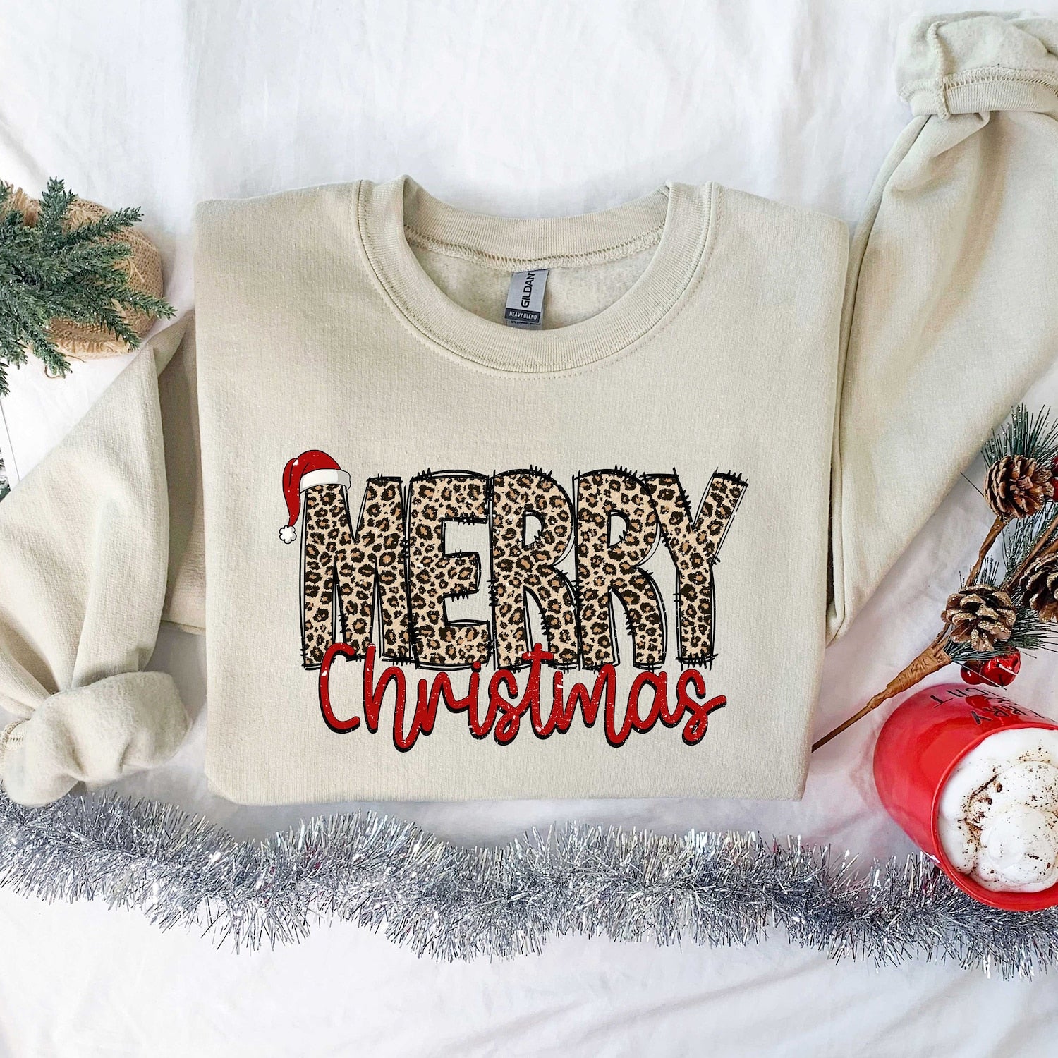 Christmas - Christmas Shirt, Merry Christmas Sweatshirt, Leopard Printed Christmas Shirt, Christmas Gift Shirt, Women Leopard Christmas Shirt