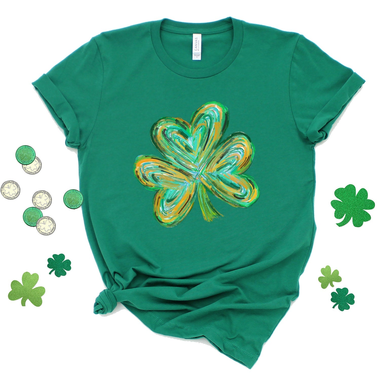 St Patricks Day - Cute St Patricks Four Leaf Clover Shirt,Watercolor St Patrick Tshirt, St Patricks Day,Shamrock Sweatshirt,Gift For St Patricks