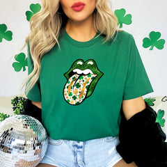 St Patricks Day - Shamrock Lips Shirt, St. Patrick's Day Shirt, Cute St Patricks Day Tee, Lips Tongue Shirt, Dripping Lips Tshirt, Cute Patrick Day Gift