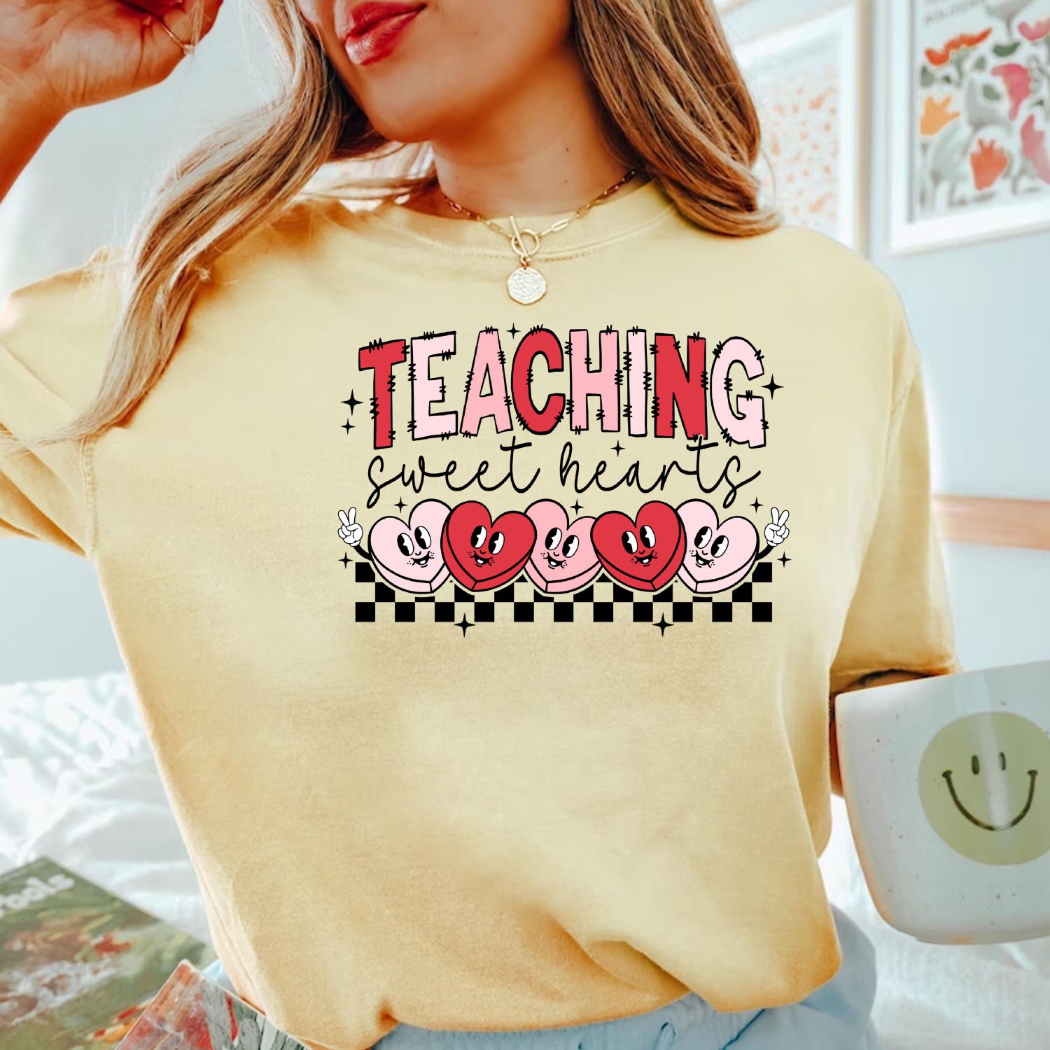 Valentines Day - Comfort Colors� Valentines Day Teacher Shirt, Checkered Teaching Shirt, Teaching Sweethearts Shirt, Teacher Valentines Day Gift