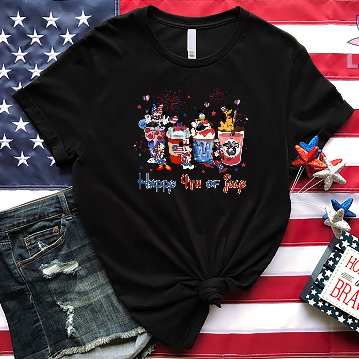 4th of July - Happy 4th Of July Shirt, Disney July 4th Tee, Disney Squad Tee, Mickey and Friends Tee, Independence Day Tee, Disney Beverages Tee, USA Tee