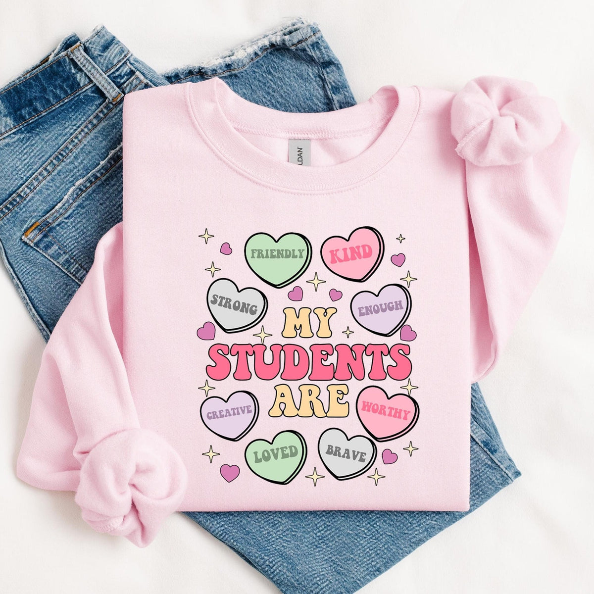 Valentines Day - My Students Are My Valentines Sweatshirt, Valentine Teacher Gift, Teacher Hearts Valentine's Day Sweatshirt, Loved Teacher Sweater