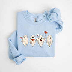 Halloween - Valentine's Day Ghost Sweatshirt, Ghosts With Hearts Valentine Gift, Spooky Valentine Sweat, Be My Boo Valentines Tee, Happy Valentines Day